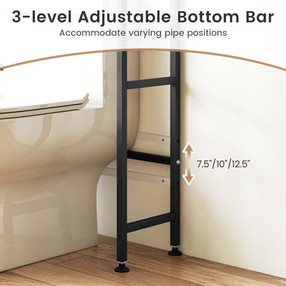 Over-the-toilet Cabinet Bathroom Organizer with 2 Flip-up Cabinets