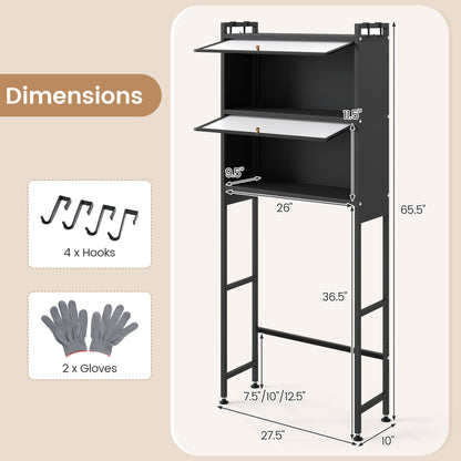 Over-the-toilet Cabinet Bathroom Organizer with 2 Flip-up Cabinets
