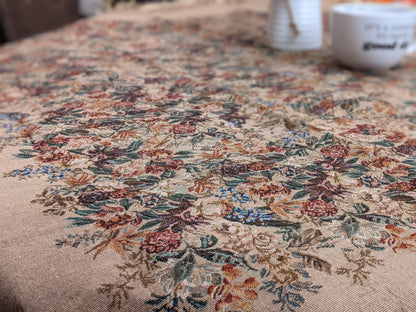DaDa Bedding Wildflower Wonderland Floral Golden Beige Tan Square Dining Table Cloth (3100)