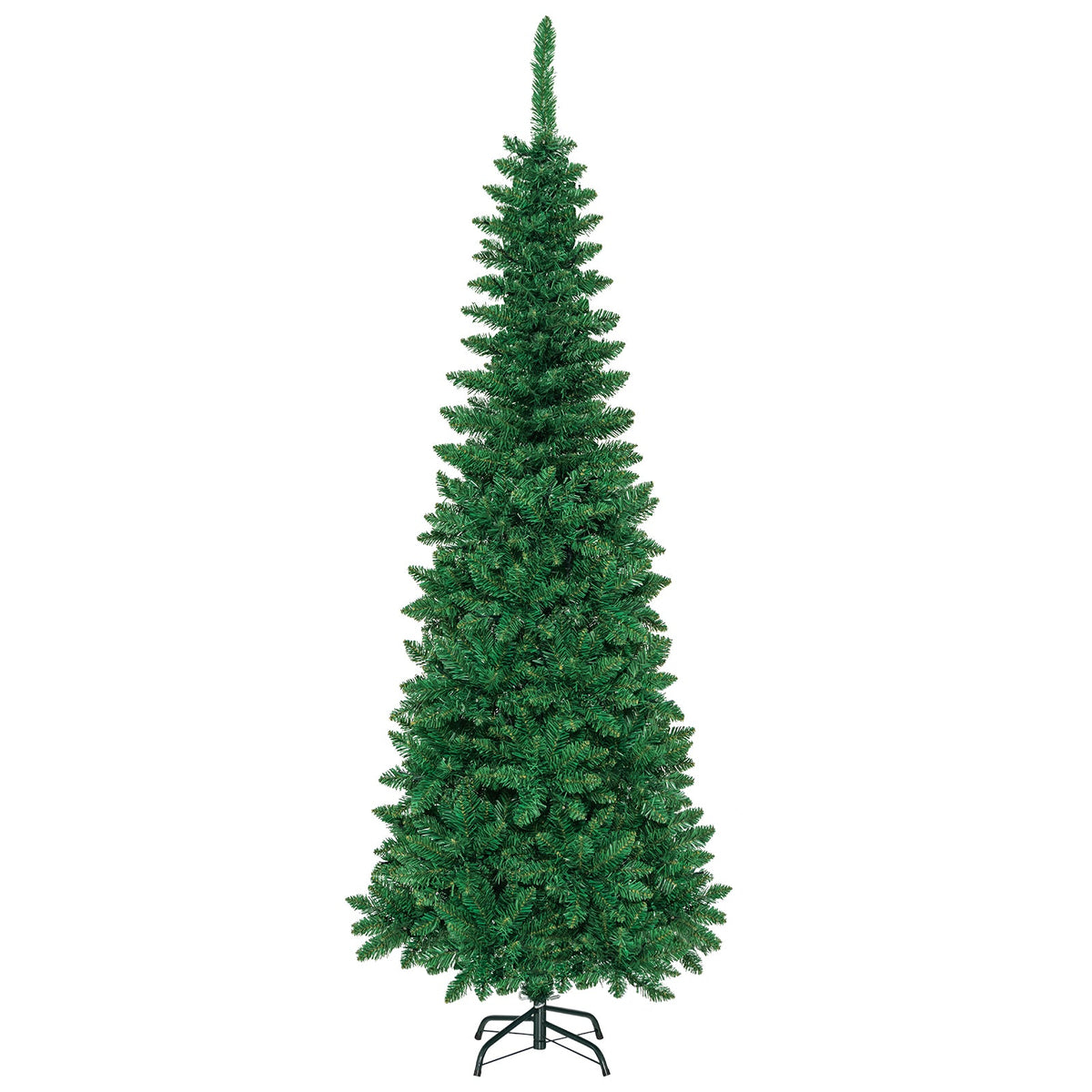 4.5 ft Pre-Lit Premium Hinged Artificial Fir Pencil Christmas Tree with LED Lights