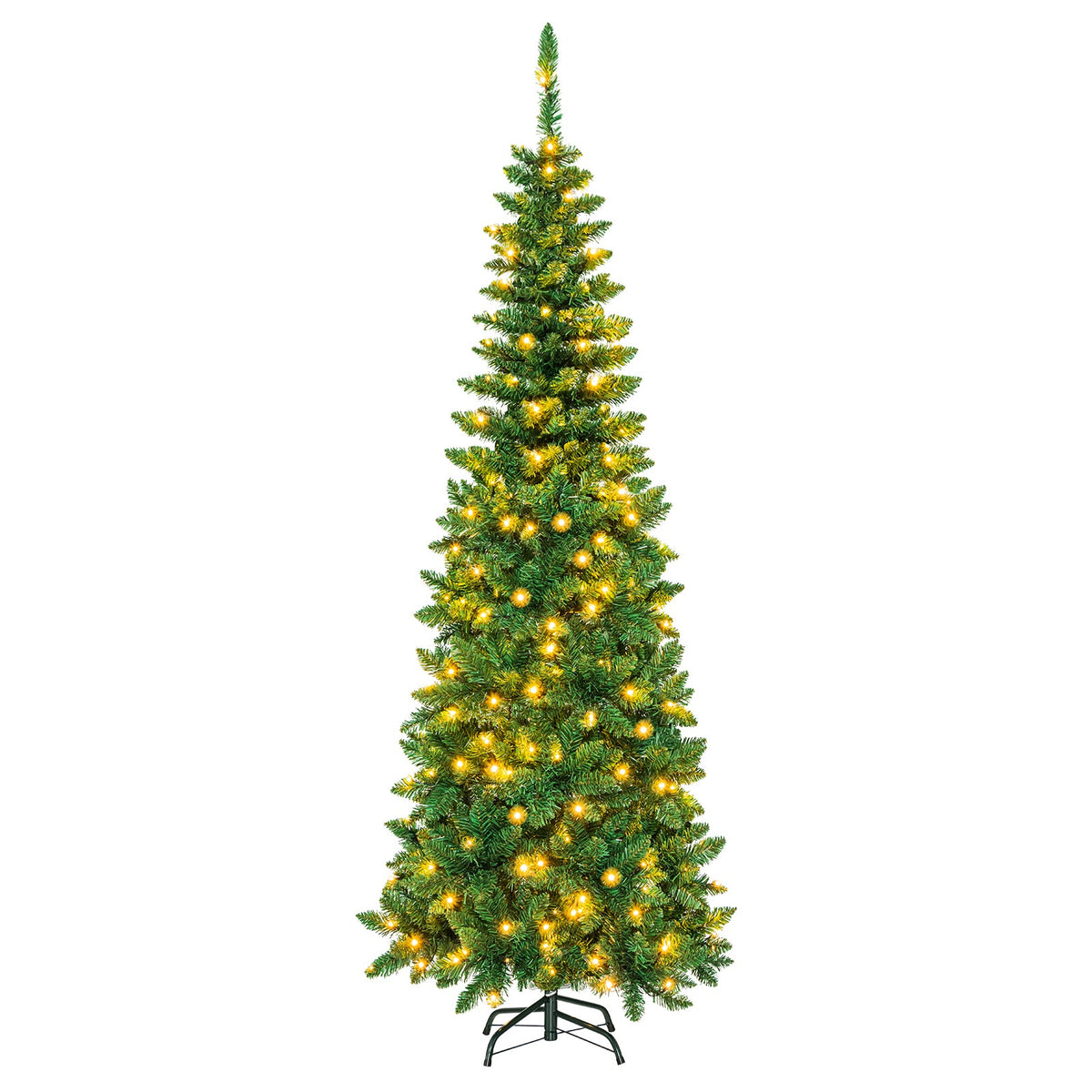 4.5 ft Pre-Lit Premium Hinged Artificial Fir Pencil Christmas Tree with LED Lights