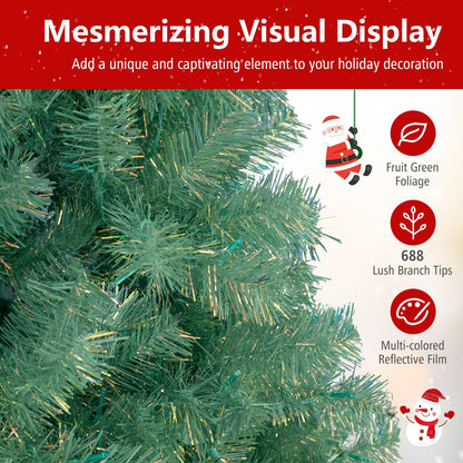 Pre-Lit Tinsel Christmas Tree Artificial Xmas Tree Home Office Party Seasonal Holiday Decoration