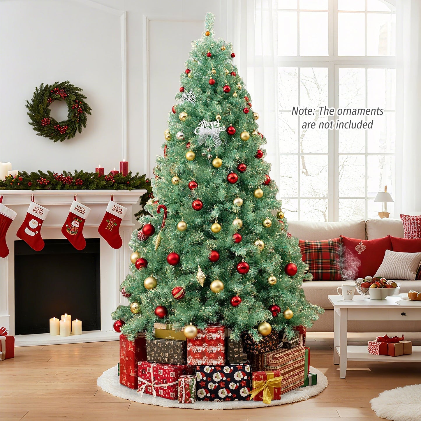 Pre-Lit Tinsel Christmas Tree Artificial Xmas Tree Home Office Party Seasonal Holiday Decoration