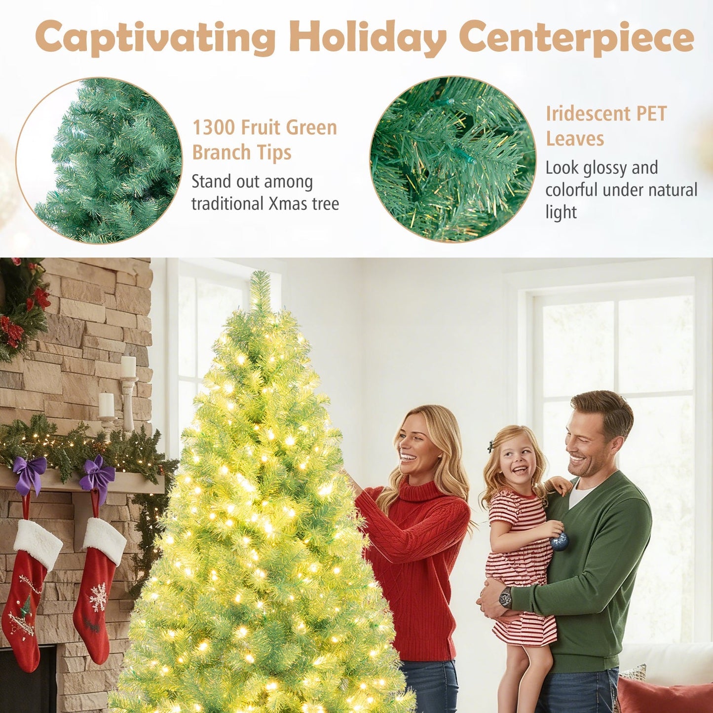 Pre-Lit Tinsel Christmas Tree Artificial Xmas Tree Home Office Party Seasonal Holiday Decoration