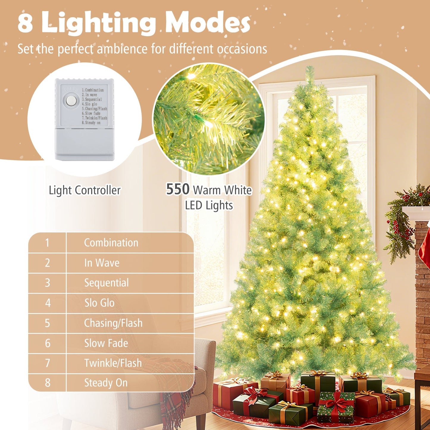 Pre-Lit Tinsel Christmas Tree Artificial Xmas Tree Home Office Party Seasonal Holiday Decoration