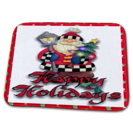 3dRose Santa Clause ready to decorate for your holiday festivities - Dish Drying Mats (ddm-167062)