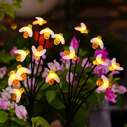 Solar 6/8-Head Bee LED Garden Light Outdoor Waterproof Decorative Lights,Landscape Lighting For Garden,Yard,Lawn,Pathway,Terrace