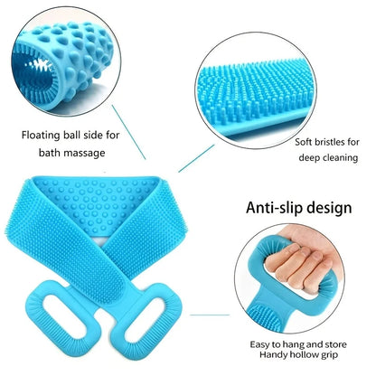 Body Scrubber Rubbing Back Peeling Massage Shower Extended Scrubber Skin Clean Brushes Body Sponge Silicone Brushes Bath Towels
