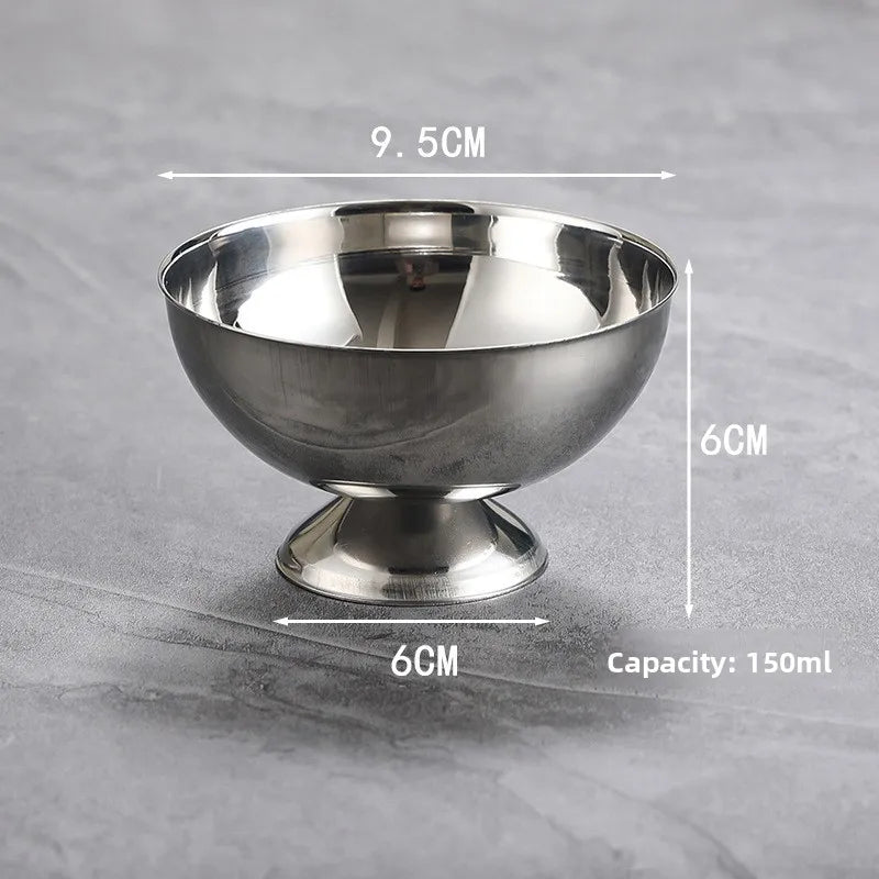2026 New Stainless Steel Goblet Cup Ice Cream Dessert Salad Bowl Fruit Plate Snack Dish Pudding Bowls Cup KTV Bar Supplies
