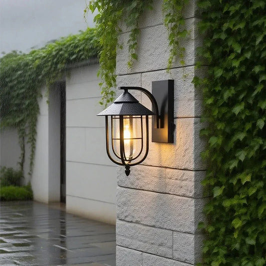 Iron Vintage Outdoor Wall Lamps E27 Base Waterproof Motion Sensor Wall Sconces Porch Yard Garden Rustic Decor Lighting