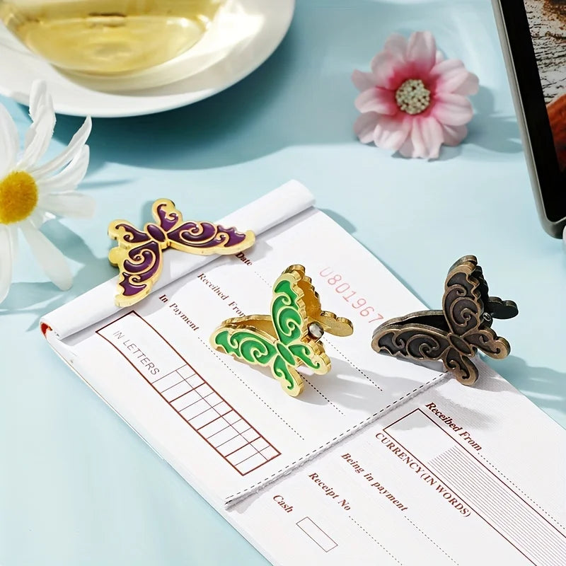 4PCS Metal Butterfly Binder Clips Bill Binder Clip Foldback Notes Letter File Paper Clip Binding Securing Clip Office Stationery
