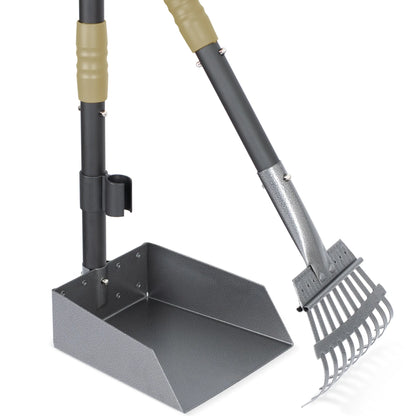 Dog Pooper Scooper and Rake Set with Stainless Handles
