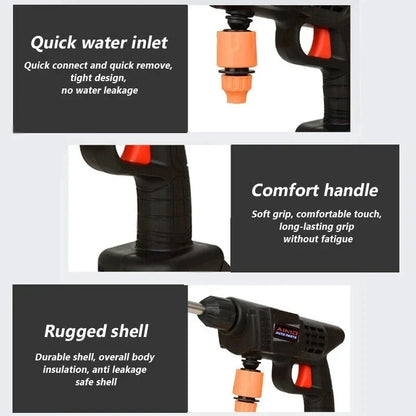 60BAR Cordless High Pressure Car Washer Spray Water Gun Wireless High Pressure Car Wash Water Gun Washer Self Priming Sustain