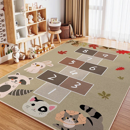 VIKAMA Children's Room Crystal Pile Rug Stain Resistant Washable Bedroom Bed Rug Game Rug Living Room Crawl Mat Home Decor