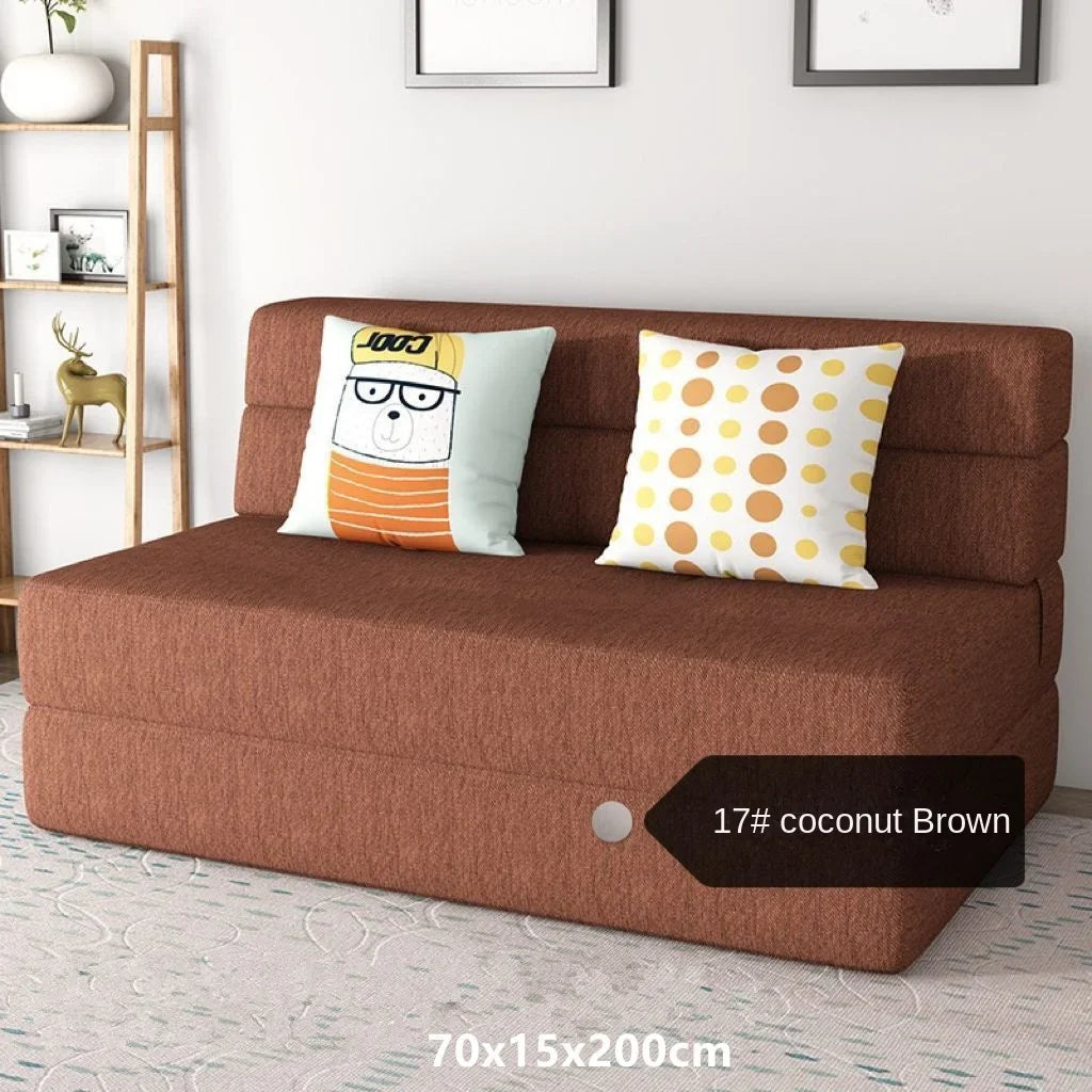 Folding sofa bed dual-purpose small apartment living room bedroom tatami rental house lazy sofa accompanying bed anti-fall pad