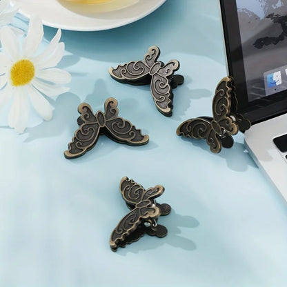 4PCS Metal Butterfly Binder Clips Bill Binder Clip Foldback Notes Letter File Paper Clip Binding Securing Clip Office Stationery