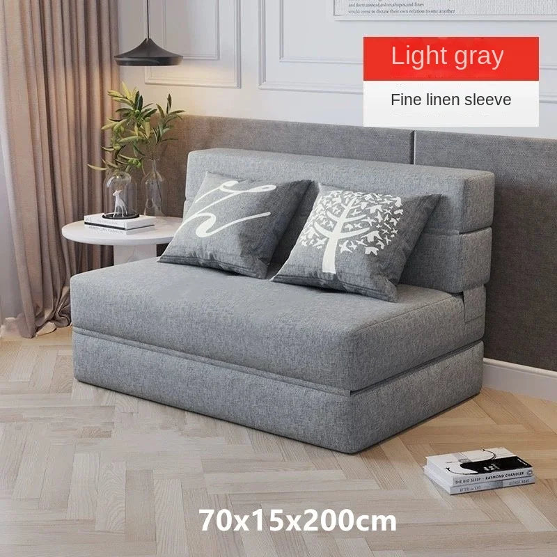 Folding sofa bed dual-purpose small apartment living room bedroom tatami rental house lazy sofa accompanying bed anti-fall pad
