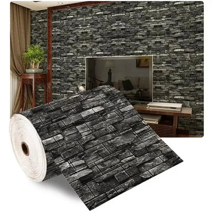 70cmx1m 3D Wall Sticker Imitation Brick Bedroom Home Decor Waterproof Self-adhesive DIY Wallpaper for Living Room