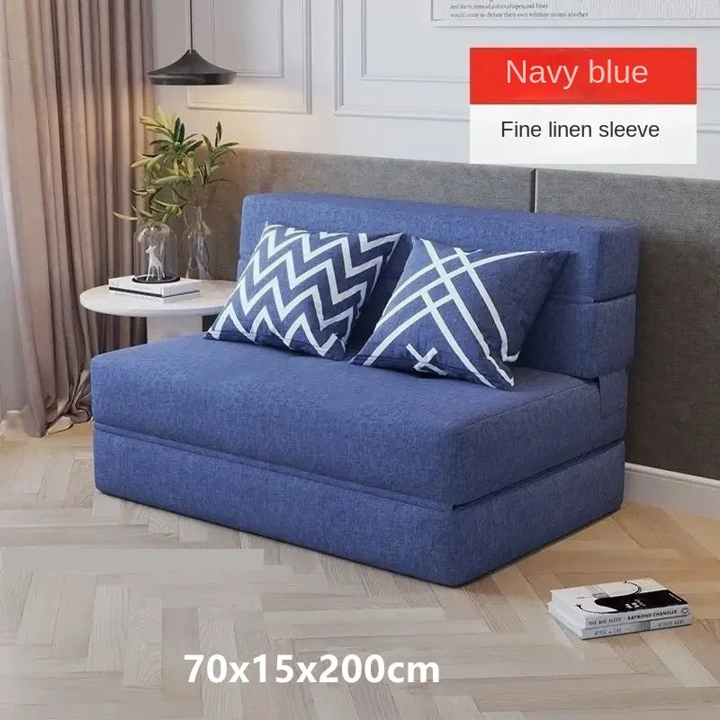 Folding sofa bed dual-purpose small apartment living room bedroom tatami rental house lazy sofa accompanying bed anti-fall pad
