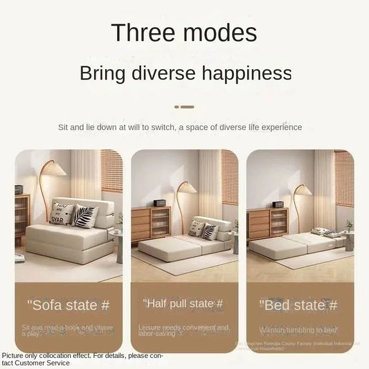 Folding sofa bed dual-purpose small apartment living room bedroom tatami rental house lazy sofa accompanying bed anti-fall pad