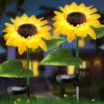 1PC 1/3 Heads Sunflower Solar LED Lights,Warm White Atmosphere Outdoor Decoration Lighting For Garden,Patio,Lawn,Yard