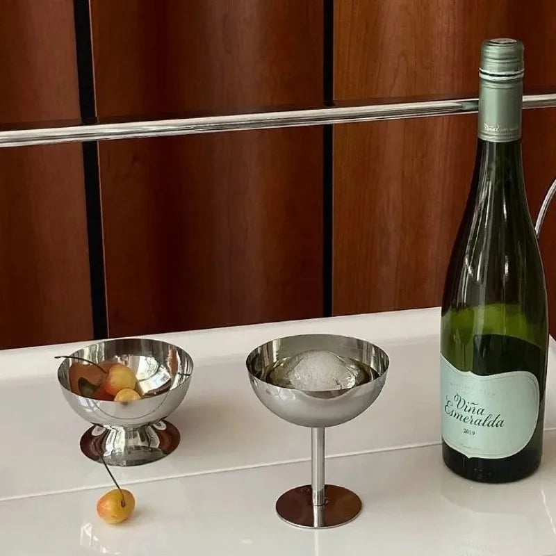 2026 New Stainless Steel Goblet Cup Ice Cream Dessert Salad Bowl Fruit Plate Snack Dish Pudding Bowls Cup KTV Bar Supplies