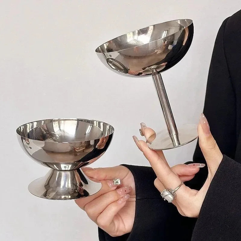 2026 New Stainless Steel Goblet Cup Ice Cream Dessert Salad Bowl Fruit Plate Snack Dish Pudding Bowls Cup KTV Bar Supplies