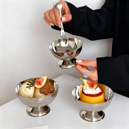 2026 New Stainless Steel Goblet Cup Ice Cream Dessert Salad Bowl Fruit Plate Snack Dish Pudding Bowls Cup KTV Bar Supplies