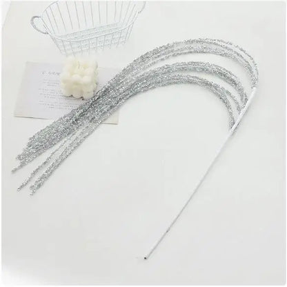 Sequin Glitter Christmas Party Branch Sticks Decoration White Artificial Plant Tassel Wheat Ears for Xmas Tree Ornament Supplies