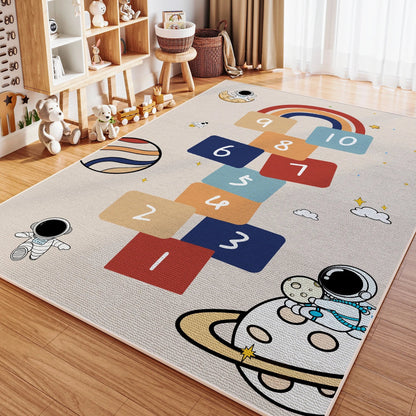 VIKAMA Children's Room Crystal Pile Rug Stain Resistant Washable Bedroom Bed Rug Game Rug Living Room Crawl Mat Home Decor