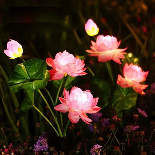 1PC Solar LED 3-Head Lotus Garden Light,Outdoor Waterproof Lawn Lamp,Landscape lighting For Garden,Yard,Lawn,Terrace,Park,Square