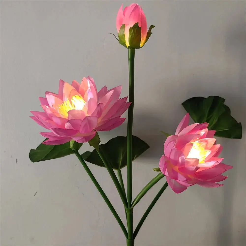 1PC Solar LED 3-Head Lotus Garden Light,Outdoor Waterproof Lawn Lamp,Landscape lighting For Garden,Yard,Lawn,Terrace,Park,Square