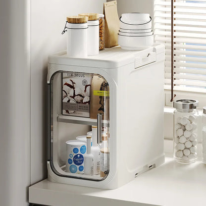 Household bathroom narrow seam storage cabinet, multifunctional foldable with wheels, dust-proof and crevice storage cabinet