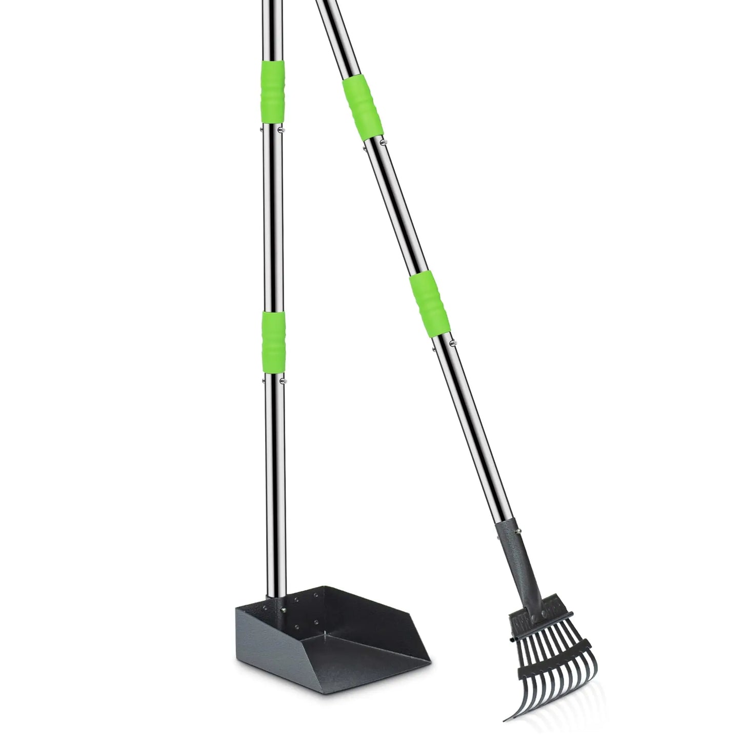 Dog Pooper Scooper and Rake Set with Stainless Handles