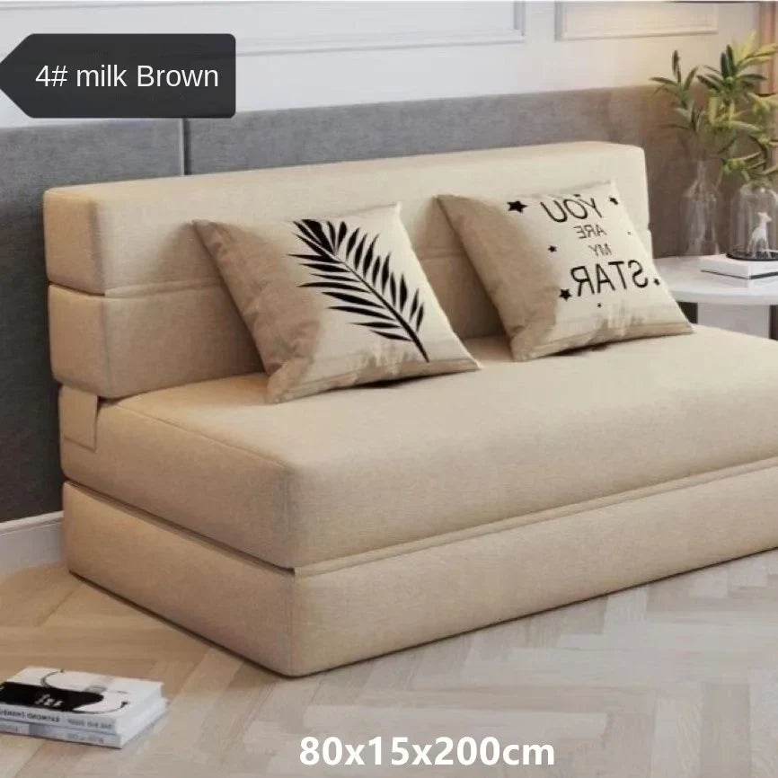 Folding sofa bed dual-purpose small apartment living room bedroom tatami rental house lazy sofa accompanying bed anti-fall pad