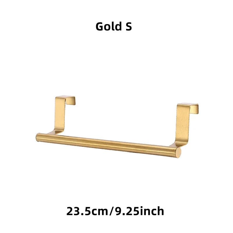1/2Pcs Towel Rack Over Door Towel Bar Hanging Holder Stainless Steel Bathroom Kitchen Cabinet White Black Towel Rag Shelf Hanger