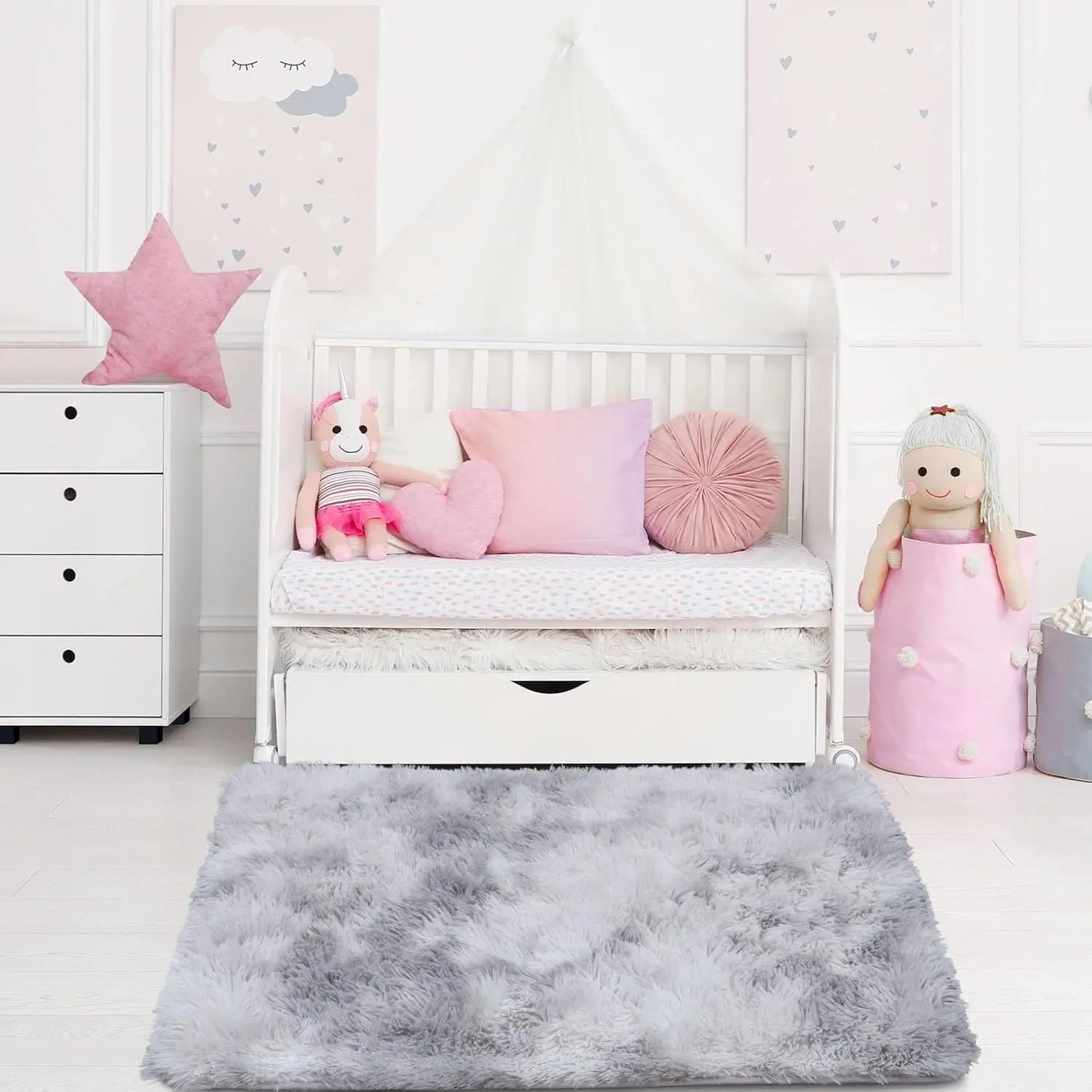 VIKAMA Tie-dye Plush Carpet 40x60cm Home Soft Area Rug Girls Bedroom Bed Blanket Children's Room Decoration Non-Slip Floor Mat