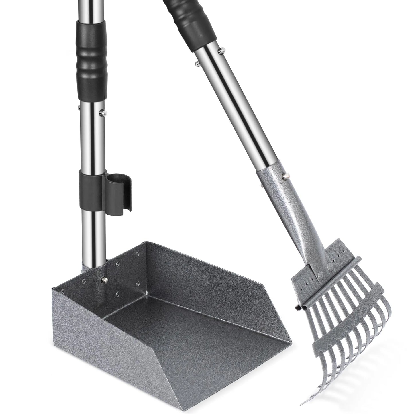 Dog Pooper Scooper and Rake Set with Stainless Handles