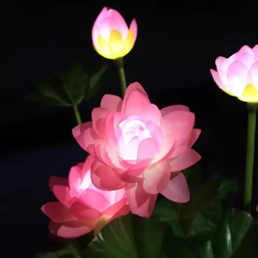 1PC Solar LED 3-Head Lotus Garden Light,Outdoor Waterproof Lawn Lamp,Landscape lighting For Garden,Yard,Lawn,Terrace,Park,Square