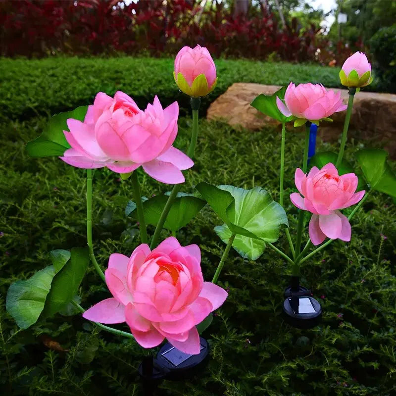 1PC Solar LED 3-Head Lotus Garden Light,Outdoor Waterproof Lawn Lamp,Landscape lighting For Garden,Yard,Lawn,Terrace,Park,Square