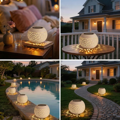 Solar Garden Lantern Outdoor Metal Solar Table Light Desktop Decorative Waterproof Solar Powered LED Light for Desktop Yard Path