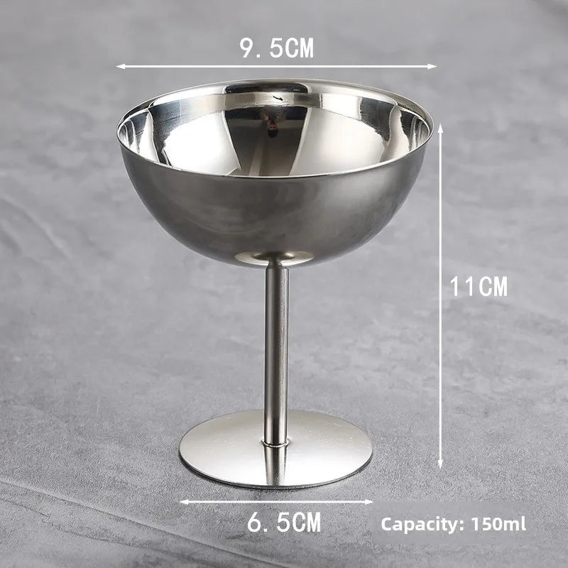 2026 New Stainless Steel Goblet Cup Ice Cream Dessert Salad Bowl Fruit Plate Snack Dish Pudding Bowls Cup KTV Bar Supplies