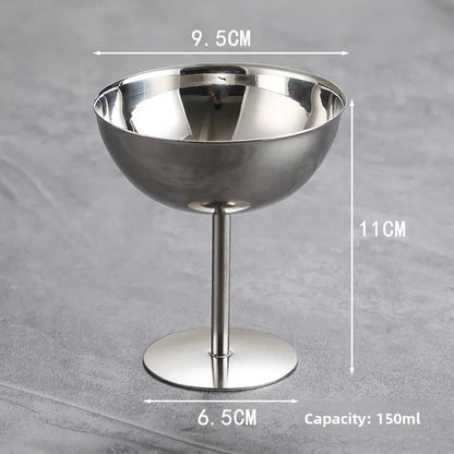 2026 New Stainless Steel Goblet Cup Ice Cream Dessert Salad Bowl Fruit Plate Snack Dish Pudding Bowls Cup KTV Bar Supplies