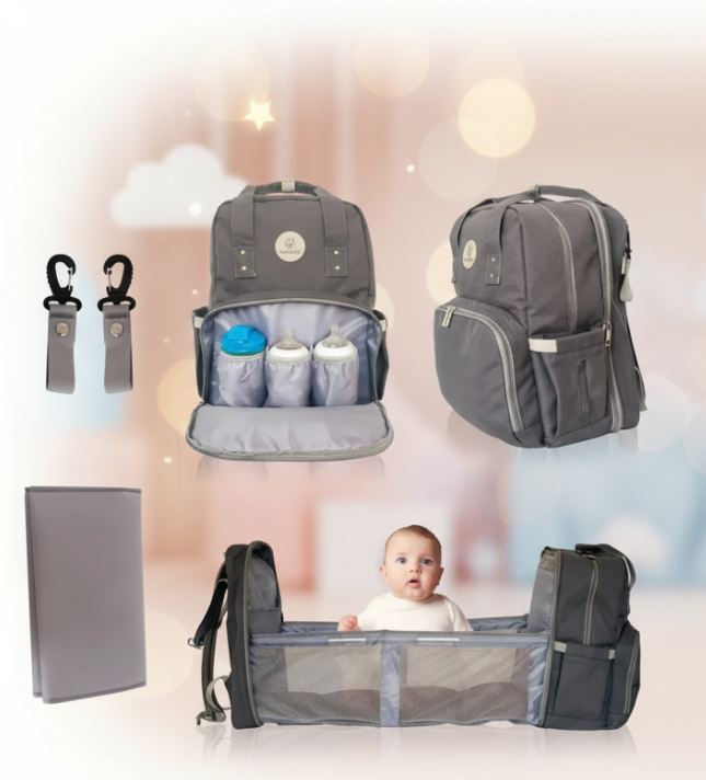 MoonBaby Backpack Diaper Bag Foldable Changing station Portable Crib Bassinet