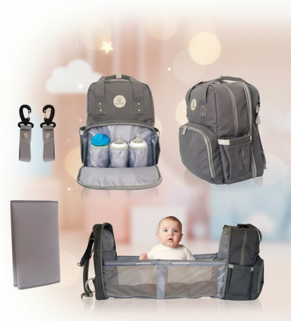 MoonBaby Backpack Diaper Bag Foldable Changing station Portable Crib Bassinet