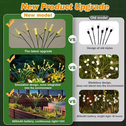 1PC Solar Firefly Swaying Garden Light Outdoor Waterproof LED Reed Lamp Decoration Landscape Lights For Pond Patio Yard Pathway