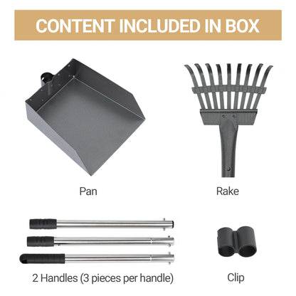 Dog Pooper Scooper and Rake Set with Stainless Handles