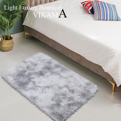 VIKAMA Tie-dye Plush Carpet 40x60cm Home Soft Area Rug Girls Bedroom Bed Blanket Children's Room Decoration Non-Slip Floor Mat