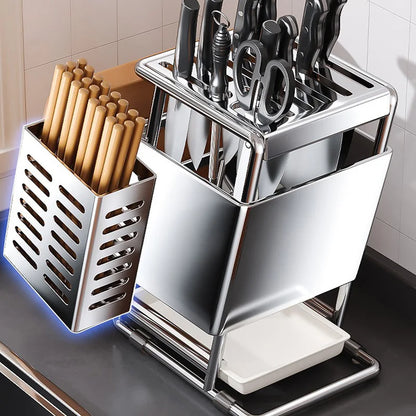 Stainless Steel Kitchen Knife Holder Multifunctional Knife Storage Organizer Cutlery Rack Pot Lid Rack Cutting Board Racks