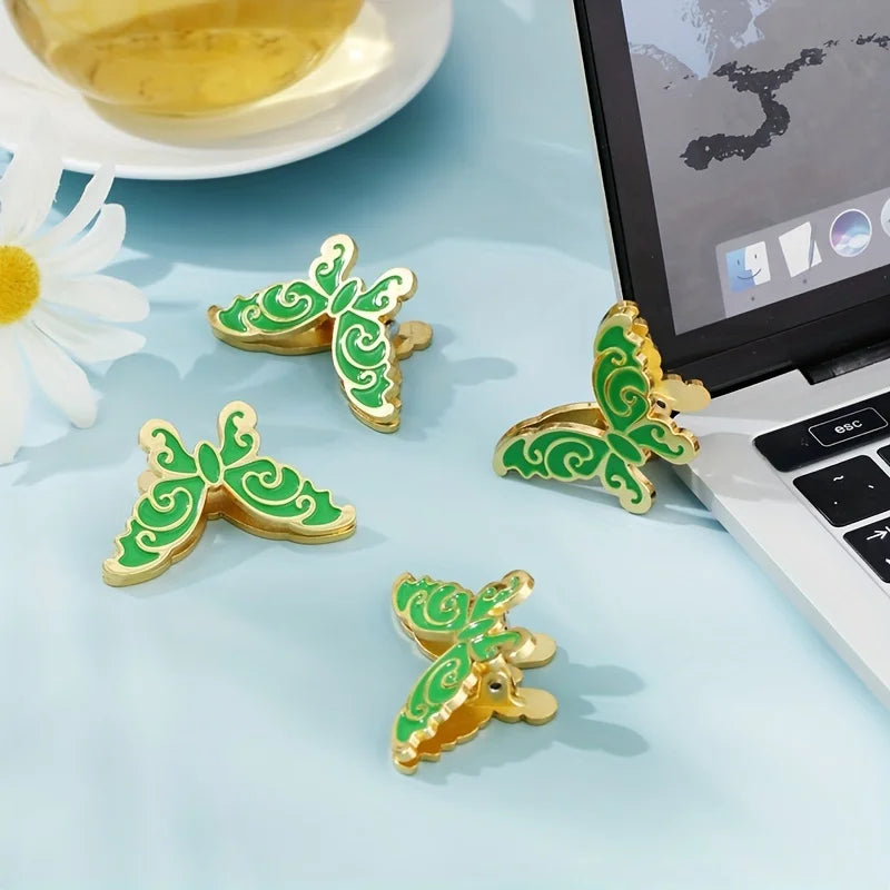 4PCS Metal Butterfly Binder Clips Bill Binder Clip Foldback Notes Letter File Paper Clip Binding Securing Clip Office Stationery